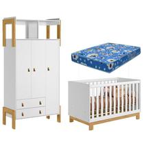 Berço Americano Mini Cama Q Encanto Slim e Guarda Roupa Fantasia Branco Acetinado com Colchão Gazin Qmovi Berço Americano Mini Cama Q Encanto Slim e Guarda Roupa Fantasia Branco Acetinado com Colchão Gazin Qmovi