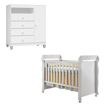 Berço Americano Mirelle e Cômoda Infantil Ternura Baby Branco Brilho - Incorplac Berço Americano Mirelle e Cômoda Infantil Ternura Baby Branco Brilho - Incorplac