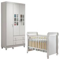 Berço Americano Mirelle E Guarda Roupa Mariah 3 Portas Branco Brilho Carolina Berço Americano Mirelle E Guarda Roupa Mariah 3 Portas Branco Brilho Carolina