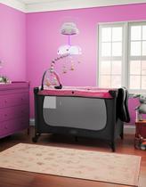 Berço Americano Multifuncional 3x1 Bebê Mini Cama Quarto Bebê Nenê Nenem Criança Menina Compacto Joly Chiqueirinho Com Trocador Mobile e Mosquiteiro