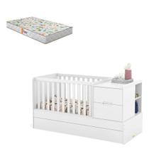 Berço Americano Multifuncional Formare Branco Acetinado Com Colchão Gazin Matic