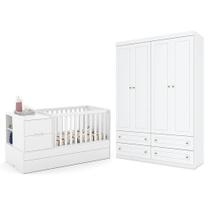 Berço Americano Multifuncional Formare com Guarda Roupa Infantil Branco Matic Móveis