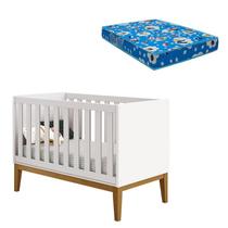 Berço Americano New Classic Branco com Pés Madeira e Colchão Reller