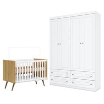 Berço Americano Q Encanto 3820 Retrô Freijó TOQ Branco Acetinado - Qmovi e Guarda Roupa Infantil Americano 4 Porta Branco HP - Henn Berço Americano Q Encanto 3820 Retrô Freijó TOQ Branco Acetinado - Qmovi e Guarda Roupa Infantil Americano 4 Porta Branco HP - Henn