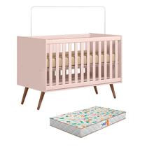 Berço Americano Q Encanto 3820 Retrô Rosa com Colchão Gazin Qmovi