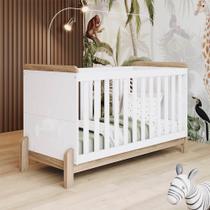 Berço Americano Quarto Infantil Mini Cama 2 em 1 Happy Branco/Jequitibá H02 - D Rossi Berço Americano Quarto Infantil Mini Cama 2 em 1 Happy Branco/Jequitibá H02 - D Rossi