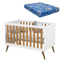 Berço Americano Retro Gold Branco Freijó Eco Wood com Colchão Ortobom - Matic