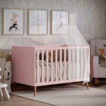Berço Americano Retrô Vira Mini Cama Com Grade Removível Rosa Berço Americano Retrô Vira Mini Cama Com Grade Removível Rosa