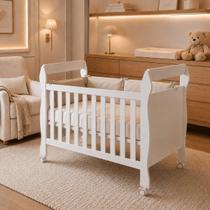Berço Americano Soninho 2 em 1 Vira Mini Cama Rodízios Moderno Compacto Quartos Infantil MDF Incluso Colchão AV Berço Americano Soninho 2 em 1 Vira Mini Cama Rodízios Moderno Compacto Quartos Infantil MDF Incluso Colchão AV
