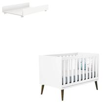 Berço Americano Theo Amadeirado com Trocador Juju Branco - Reller