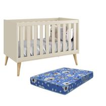 Berço Americano Theo Pés Madeira Natural com Colchão D18 - Reller Móveis Berço Americano Theo Pés Madeira Natural com Colchão D18 - Reller Móveis