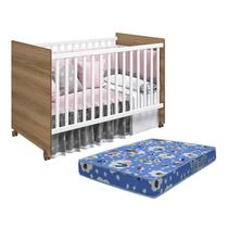 Berço Americano Tico Branco Brilho/Mezzo com Colchão D18 - Reller Móveis