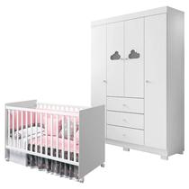 Berço Americano Tico e Guarda Roupa Infantil Ane Branco Brilho Phoenix Baby Berço Americano Tico e Guarda Roupa Infantil Ane Branco Brilho Phoenix Baby
