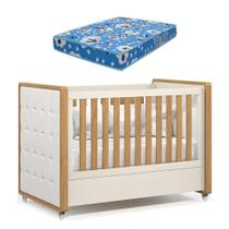 Berço Americano Tutto New Freijó Off White Com Capitonê New Boucle E Colchão Ortobom - Matic