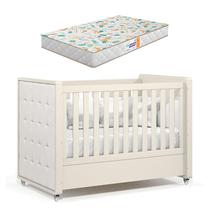 Berço Americano Tutto New Off White com Capitonê New Boucle e Colchão Gazin - Matic Berço Americano Tutto New Off White com Capitonê New Boucle e Colchão Gazin - Matic