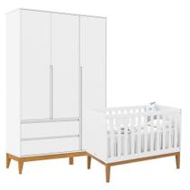 Berço Americano Unique E Guarda Roupa 3 Portas Nature Clean Branco Soft Eco Wood Matic Berço Americano Unique E Guarda Roupa 3 Portas Nature Clean Branco Soft Eco Wood Matic