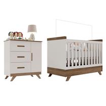 Berço Americano Vitória e Cômoda Infantil Retrô Maya Off White Carvalho Carolina Berço Americano Vitória e Cômoda Infantil Retrô Maya Off White Carvalho Carolina