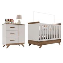 Berço Americano Vitória e Cômoda Infantil Retrô Maya Off White Carvalho Carolina Berço Americano Vitória e Cômoda Infantil Retrô Maya Off White Carvalho Carolina