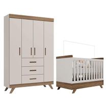 Berço Americano Vitória E Guarda Roupa Infantil Retrô Maya Off White Carvalho Carolina Berço Americano Vitória E Guarda Roupa Infantil Retrô Maya Off White Carvalho Carolina