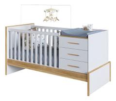 Berço Bebê E Cia Multifuncional 5 Em 1 Mdf Branco C/ Amêndoa Branco/amêndoa