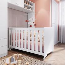 Berço Bebe Infantil com Colchão Portátil Completa Móveis Branco