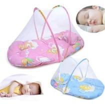 Berço Bebê Mini Portátil Com Mosquiteiro Tule Azul /Rosa