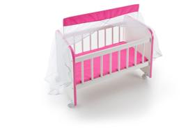 Berço Boneca Completo com Mosquiteiro, Rodinhas e Colchão Incluso