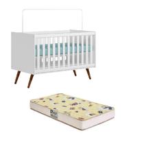 Berço Cama Mdp Americano Pés Palito Encanto Retrô Com Colchão Móveis Leartam