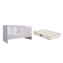 Berço Cama Multifuncional Branco e Colchão - FdECOR