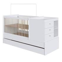 Berço Cama Multifuncional com Auxiliar Branco