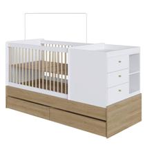 Berço Cama Multifuncional Com Gavetoes BB024 Aveiro OAK Branco Comm