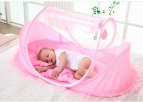 Berço Cama Rosa, para Bebês com Mosqueteiro, Tenda Cercadinho Portátil Caminha de Bebes
