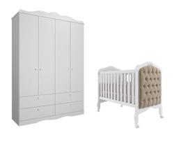 Berço capitone Guarda Roupa Provençal Encanto Permobili MDF Berço capitone Guarda Roupa Provençal Encanto Permobili MDF