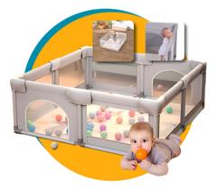 Berço Cercado Para Bebês Portátil Desmontável Cercadinho Chiqueirinho Infantil Baby Cor Cinza