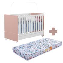 Berço Com Colchão Baby Luxo Celiflex 130 x 70 cm Rose Encanto Peternella