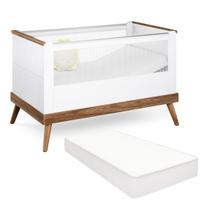 Berço Com Colchão Estilo Retrô Pé Palito Cor Branco