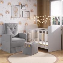 Berço Com Colchão Incluso Poltrona E Puff Mp4099