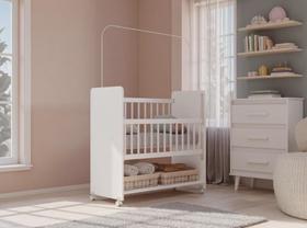 Berço com Colchão Infantil Grade Móvel Rodinhas Mosquiteiro