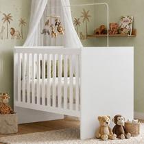 Berço com Colchão Suporte Mosquiteiro Life 100% MDF Branco Berço com Colchão Suporte Mosquiteiro Life 100% MDF Branco