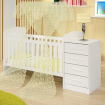 Berço com Cômoda 4 Gavetas Multiuso Trocador Quarto de Bebê