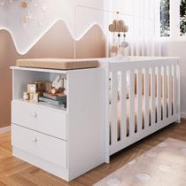 Berço com Cômoda Aconchego 02 2 Gavetas Branco Completa Móveis Berço com Cômoda Aconchego 02 2 Gavetas Branco Completa Móveis