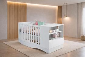 Berço com que vira Cama com Prateleira Celinne- MobiBaby Berço com que vira Cama com Prateleira Celinne- MobiBaby