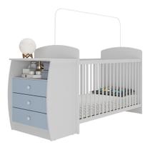 Berço Cômoda Colinho de Mãe Multimóveis Colchão Branco/Azul