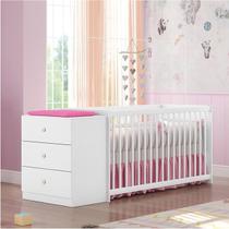 Berço Cômoda Com 3 Gavetas Branco - Móveis Leartam Berço Cômoda Com 3 Gavetas Branco - Móveis Leartam