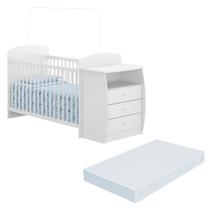 Berço Cômoda com Colchão Incluso Colinho de Mãe Multimóveis FG2951 Branco