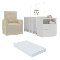 Berço Cômoda com Colchão Incluso e Poltrona de Amamentação Meu Bebê Multimóveis MP4090