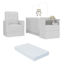 Berço Cômoda com Colchão Incluso e Poltrona de Amamentação Meu Bebê Multimóveis MP4096