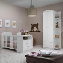 Berço Cômoda Com Guarda-roupa 2 Portas 1 Gaveta Multimóveis Mp4372 Branco/colorido