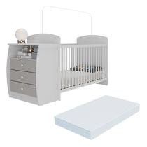 Berço Cômoda Multifuncional Colinho de mãe com colchão incluso Multimóveis Branco / Cinza Berço Cômoda Multifuncional Colinho de mãe com colchão incluso Multimóveis Branco / Cinza