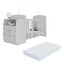 Berço Cômoda Multifuncional Colinho de mãe com colchão incluso Multimóveis Branco
